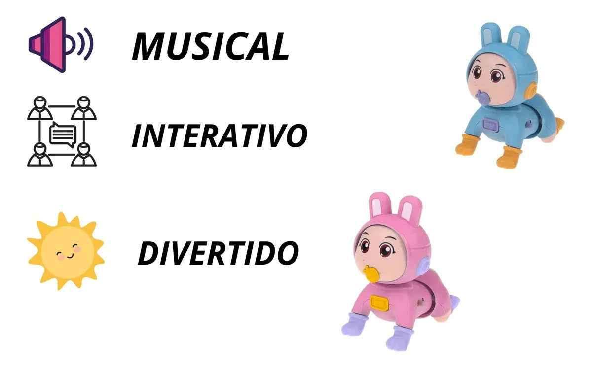 Mini Boneca Bebê Engatinha Musical Interativo