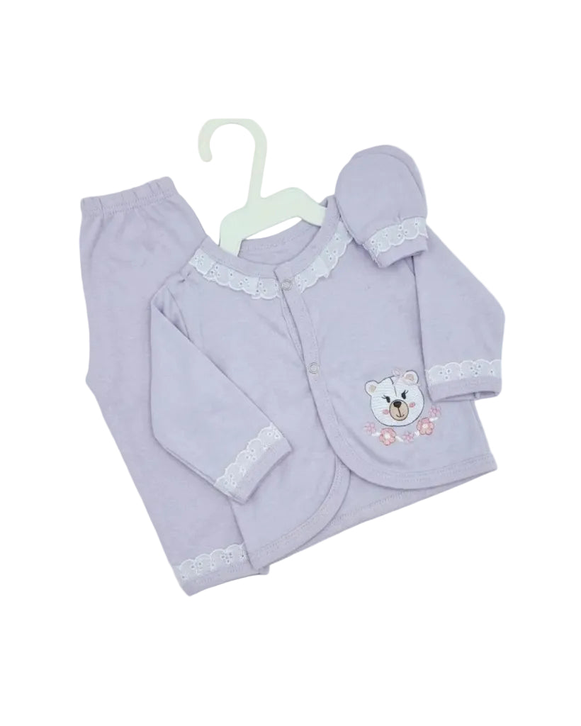 Conjunto Infantil Delicado Com Acabamento Em Renda