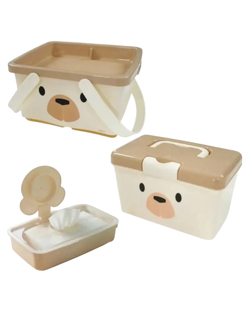 Kit Organizador Bebê 3 Peças Plasútil Porta Fraldas E Lenços