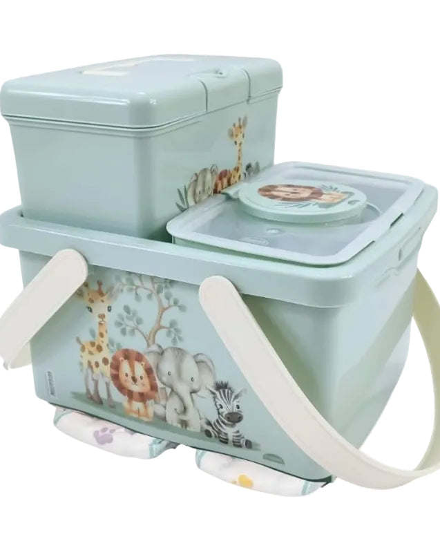 Kit Organizador Bebê 3 Peças Plasútil Porta Fraldas E Lenços