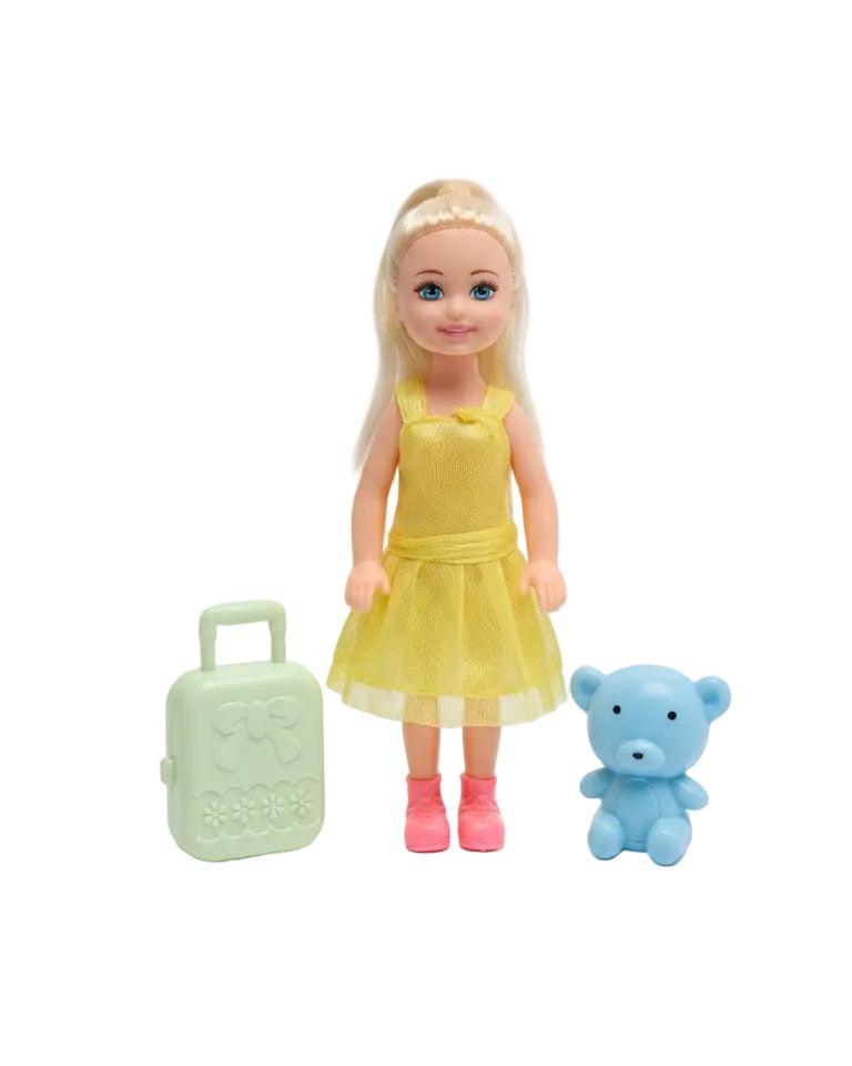 Boneca Colecionável com Kit de Viagem