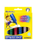 Cola Glitter Acrilex, com 6 cores vibrantes