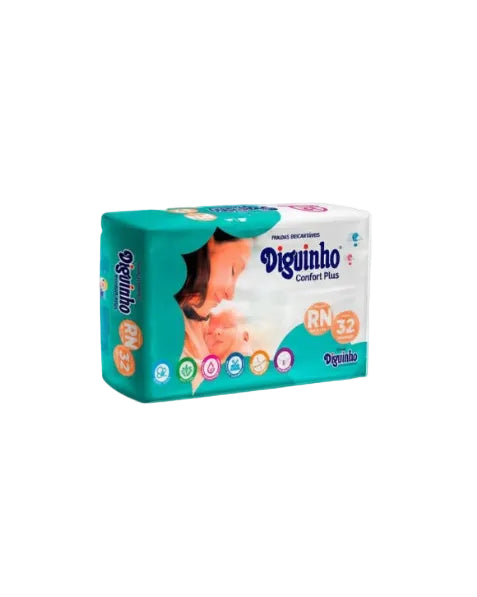 Fralda Descartável Diguinho Confort Plus RN – 32 Unidades