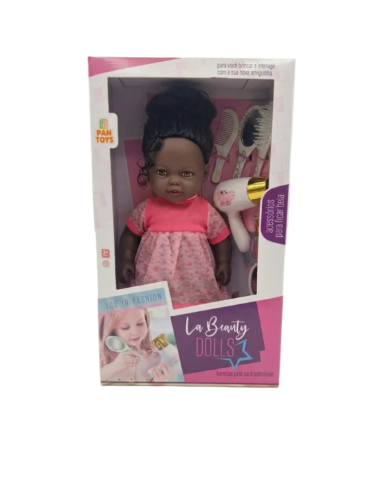 Boneca Com Kit De Acessórios De Beleza