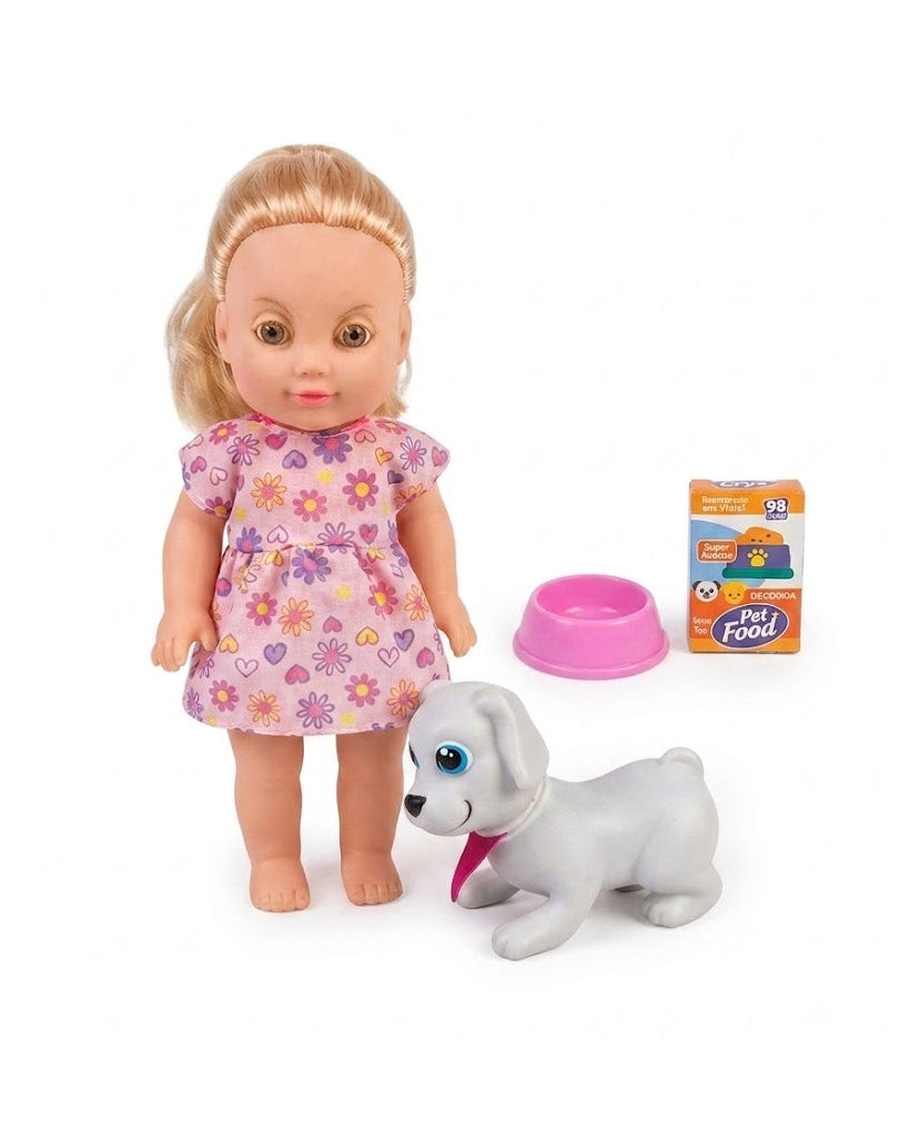 Boneca Com Pet E Acessórios
